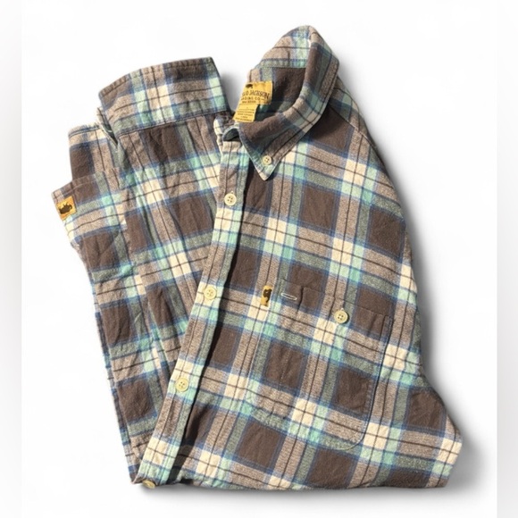 Plaid Flannel Button-Down Shirt Men Sz L Grunge SKU 23 - Picture 3 of 11